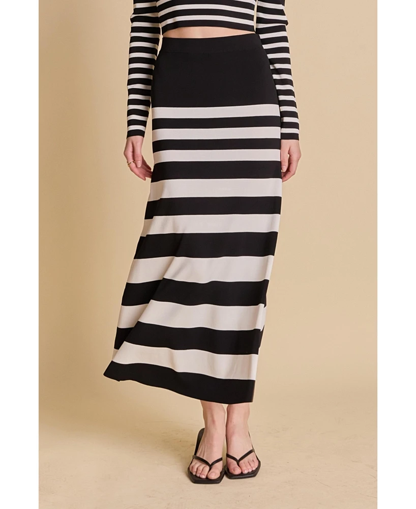 endless rose Women's Striped Midi Skirt