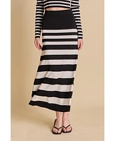 endless rose Women's Striped Midi Skirt