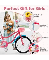 Kids Girls Bike with Doll Seat and Training Wheels for Easy Riding