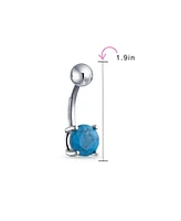 Bling Jewelry Aurora Opalite Solitaire Navel Piercing Barbell Belly Button Ring Western Jewelry Silver Tone 14G Surgical Steel