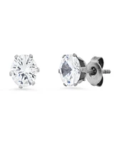 Steeltime Unisex Stainless Steel Oxidized Simulated Diamonds Stud Earrings