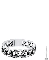 Steeltime Men's Heavy Oxidized Stainless Steel Accented Cuban Link Chain Bracelet