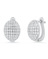 Steeltime Women's Sterling Silver and Simulated Diamonds Dot Huggie Earrings