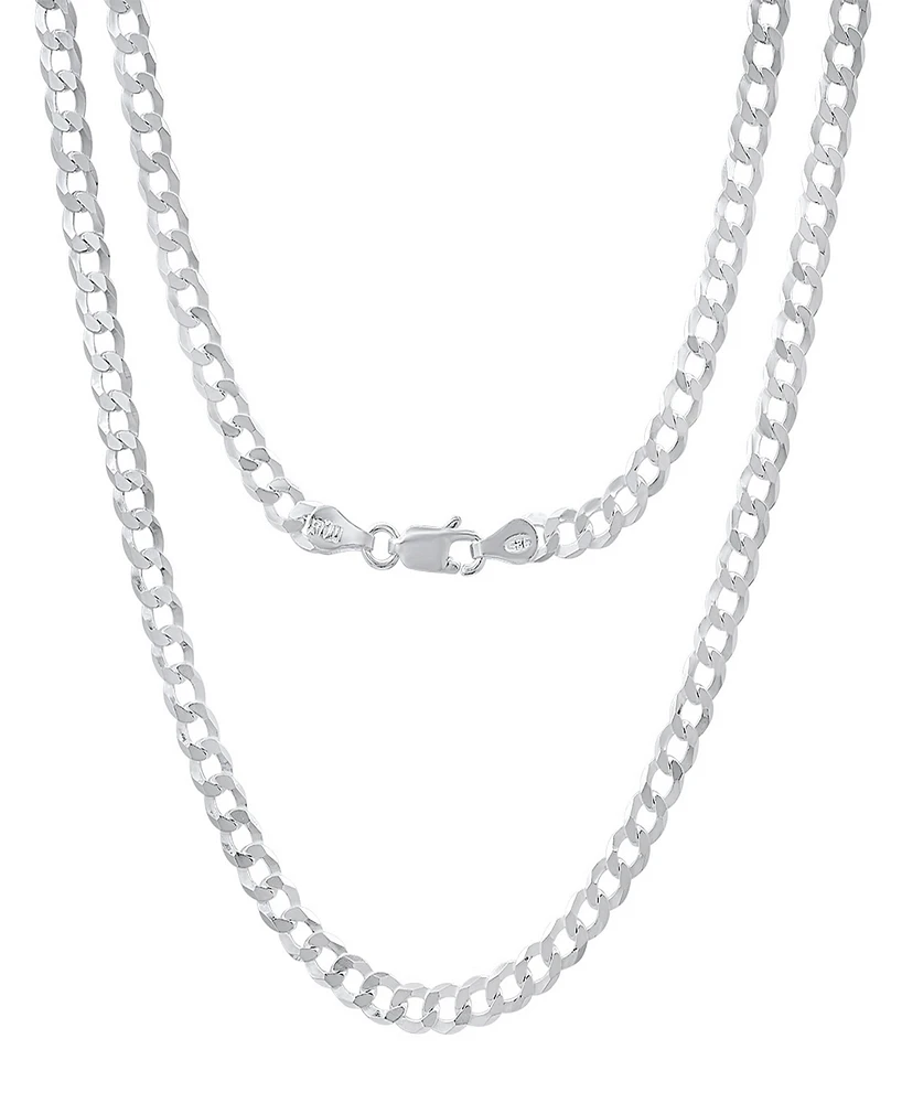 Steeltime Unisex Sterling Silver Diamond Cut Curb Link Chain Necklace
