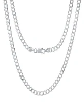Steeltime Unisex Sterling Silver Diamond Cut Curb Link Chain Necklace
