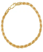 Steeltime Unisex 14K Gold Plated Sterling Silver Rope Chain Bracelet