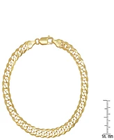 Steeltime Unisex 14K Gold Plated Sterling Silver Diamond Cut Curb Link Chain Bracelet
