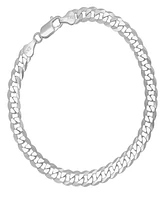Steeltime Unisex Sterling Silver Diamond Cut Curb Link Chain Bracelet