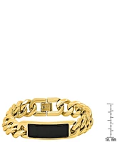 Steeltime Men's 18K Gold Plated and Stainless Steel with Simulated Onyx Id Cuban Link Bracelet