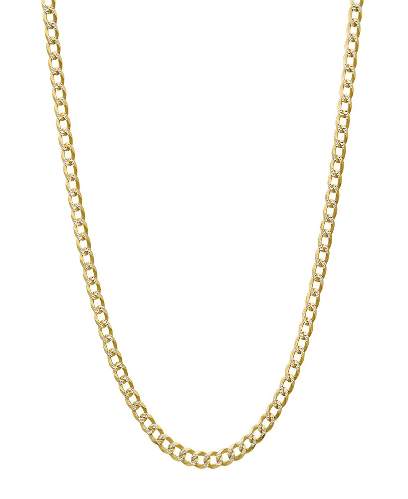 Steeltime Unisex Gold Plated and Sterling Silver Cuban Superflat Necklace
