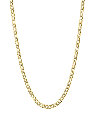 Steeltime Unisex Gold Plated and Sterling Silver Cuban Superflat Necklace