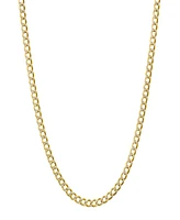 Steeltime Unisex Gold Plated and Sterling Silver Cuban Superflat Necklace