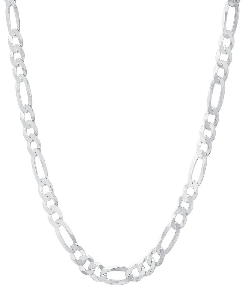 Steeltime Unisex Sterling Silver Figaro Superflat Necklace