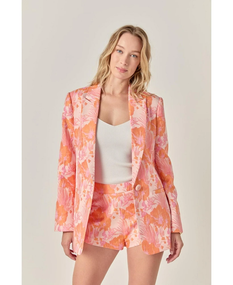 endless rose Women's Floral Jacquard Blazer