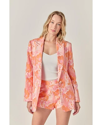endless rose Women's Floral Jacquard Blazer