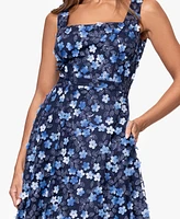 Xscape Women's Printed Square-Neck Sleeveless Dress