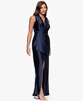 Xscape Women's Collared Sleeveless Long Sheath Dress