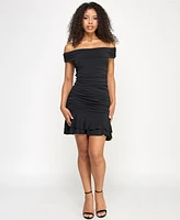 Katia Rae Juniors' Off-The-Shoulder Tiered Short Dress