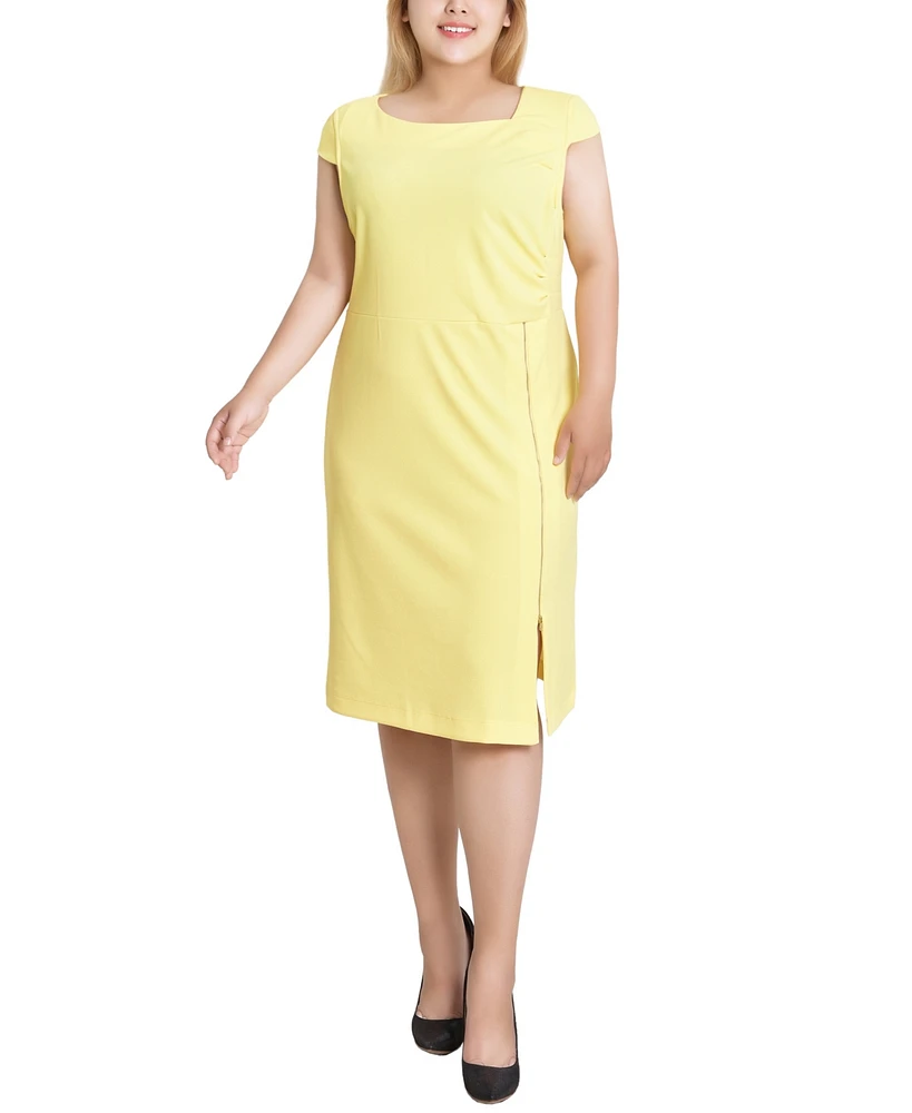 Ny Collection Plus Cap Sleeve Exposed Zipper Dress