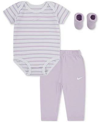 Nike Baby Boy or Girl Bodysuit, Pants & Terry Socks, 3 Piece Gift Set