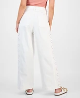 And Now This Petite Eyelet-Embroidered Wide Leg Jeans, Exclusively at Macy's
