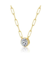 Round Bezel Set Clear Cubic Zirconia Solitaire Necklace