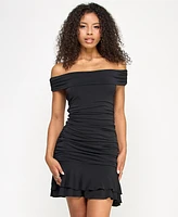 Katia Rae Juniors' Off-The-Shoulder Tiered Short Dress