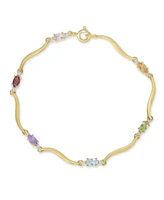 Sterling Silver Gold Plated Multi-Colored Cubic Zirconia Bracelet
