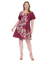 London Times Plus Short-Sleeve A-Line Dress