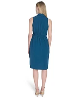 Calvin Klein Women's Sleeveless Wrap V-Neck Sheath Dress