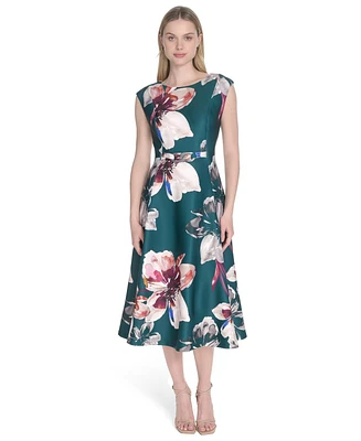 Calvin Klein Women's Short-Sleeve Midi A-Line Dress
