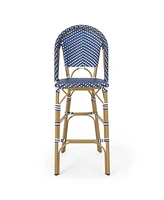 Streamdale Furniture Sleek Aluminum Bistro Barstools with Durable Poly Rattan Weave