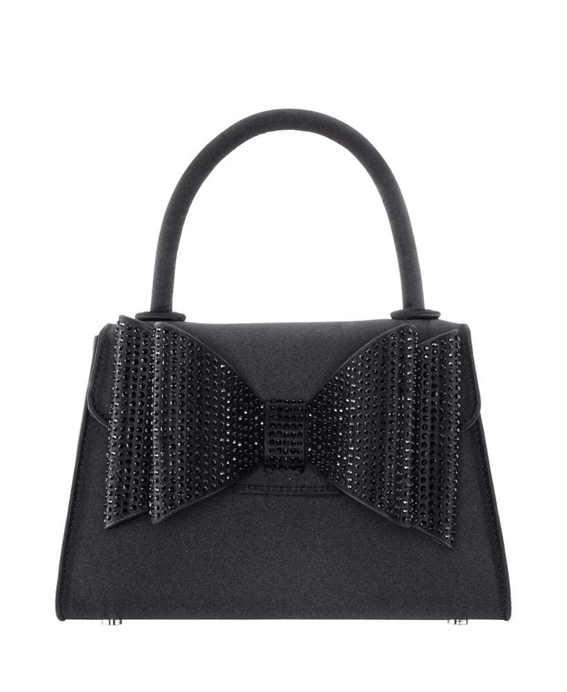 Nina Crystal Double Bow Handheld Satchel Bag