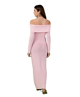 endless rose Women's Off Shoulder Long Sleeve Midi Dress