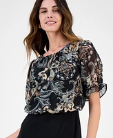 Connected Women's Chiffon-Overlay Sheath Dress