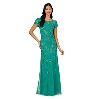 Adrianna Papell Petite Floral Sequin Gown