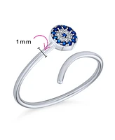 Bling Jewelry Minimalist Delicate Cz Accent Knuckle Thin 1MM Band Stackable Hamsa Midi Ring Yellow Gold Plated .925 Sterling Silver