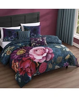 Bebejan Vibrant Flora Bedding 100% Cotton Sateen 5 Piece King Size Reversible Comforter Set