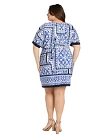 R & M Richards Plus Printed Blouson A-Line Dress