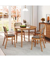 Slickblue Acacia Wood Round Outdoor Dining Table for 4 People
