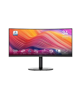 Msi Modern MD342CQP 34" 21:9 Uwqhd 120Hz Curved Va Led Hdr Monitor, Matte Black