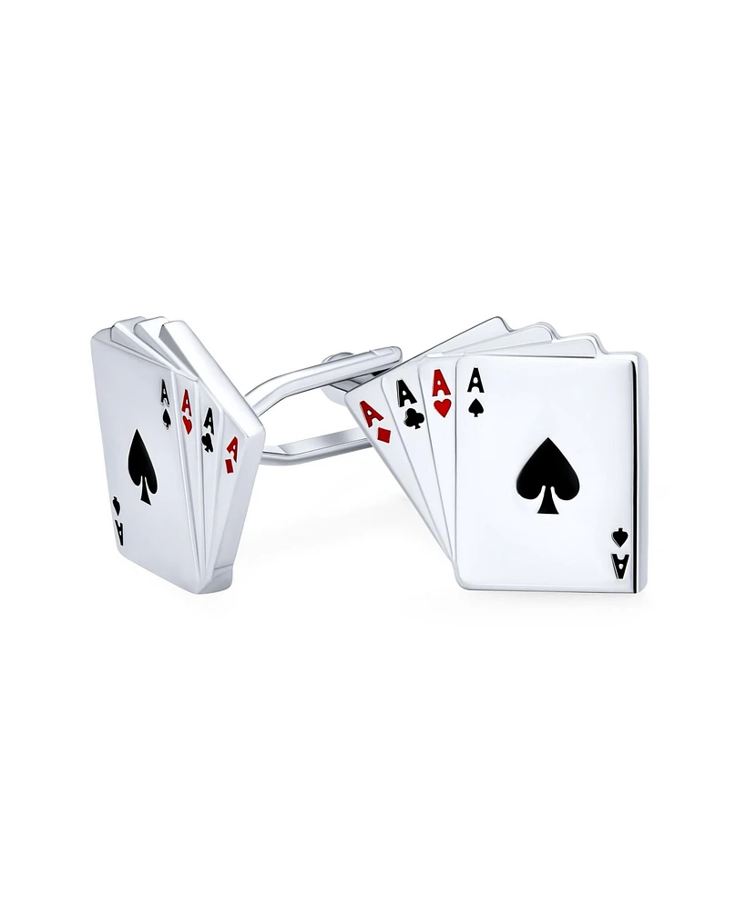 Bling Jewelry Good Luck Las Vegas Casino Aces Poker Player Shirt Cufflink Silver Tone Steel
