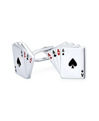 Bling Jewelry Good Luck Las Vegas Casino Aces Poker Player Shirt Cufflink Silver Tone Steel