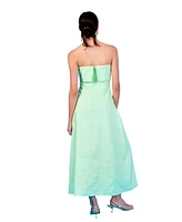 endless rose Women's Folded Strapless Linen Maxi Dress