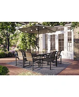 Wythburn Outdoor Dining 9pc Set (64" Square Table & 8 Sleek Sling Chairs), Created for Macy's
