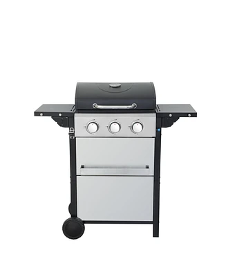 3 Burner Propane Gas Grill with Foldable Side Table and Warming Rack