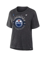 Fanatics Women's Heather Charcoal Edmonton Oilers 2025 Nhl Western Conference Champions Locker Room T-Shirt