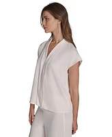 Halston Women's Cap-Sleeve V-Neck Blouse