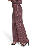 Halston Women's Commuter Printed Wide-Leg Pants