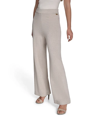 Halston Women's High-Rise Wide-Leg Knit Pants